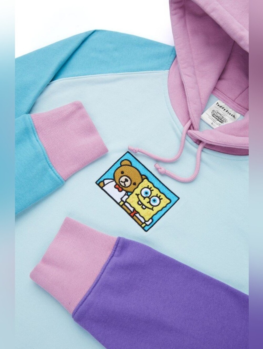 Vintage Teddy Fresh X SpongeBob Colorblock Men's Hoodie, Size M